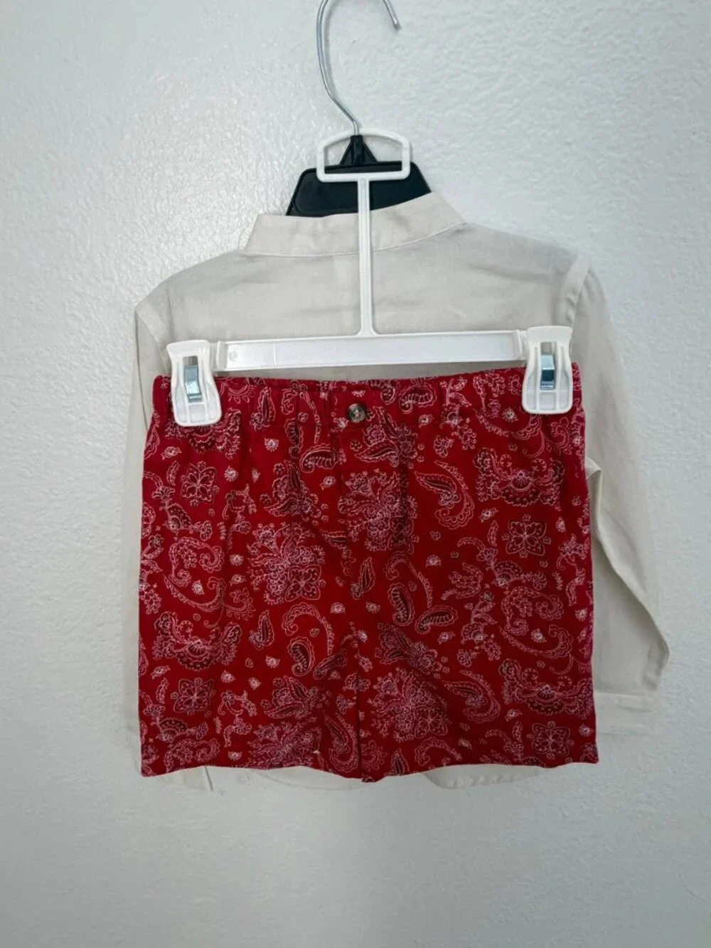 NWT Edgehill Collection Boys 2 Piece Shirt & Shorts Set Size 5 Red Paisley 100%